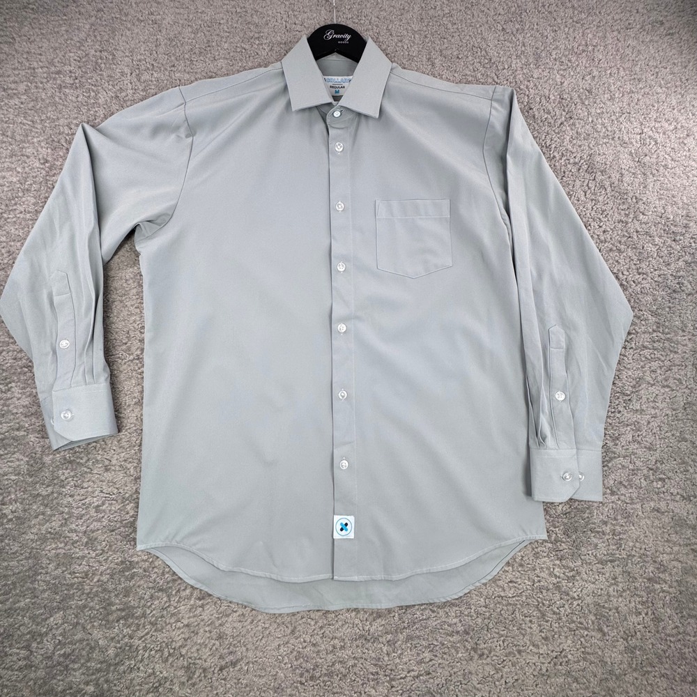 &Collar Mens Regular Fit Dress Shirt Light Gray Long Sleeve Stretch‎ Size Medium